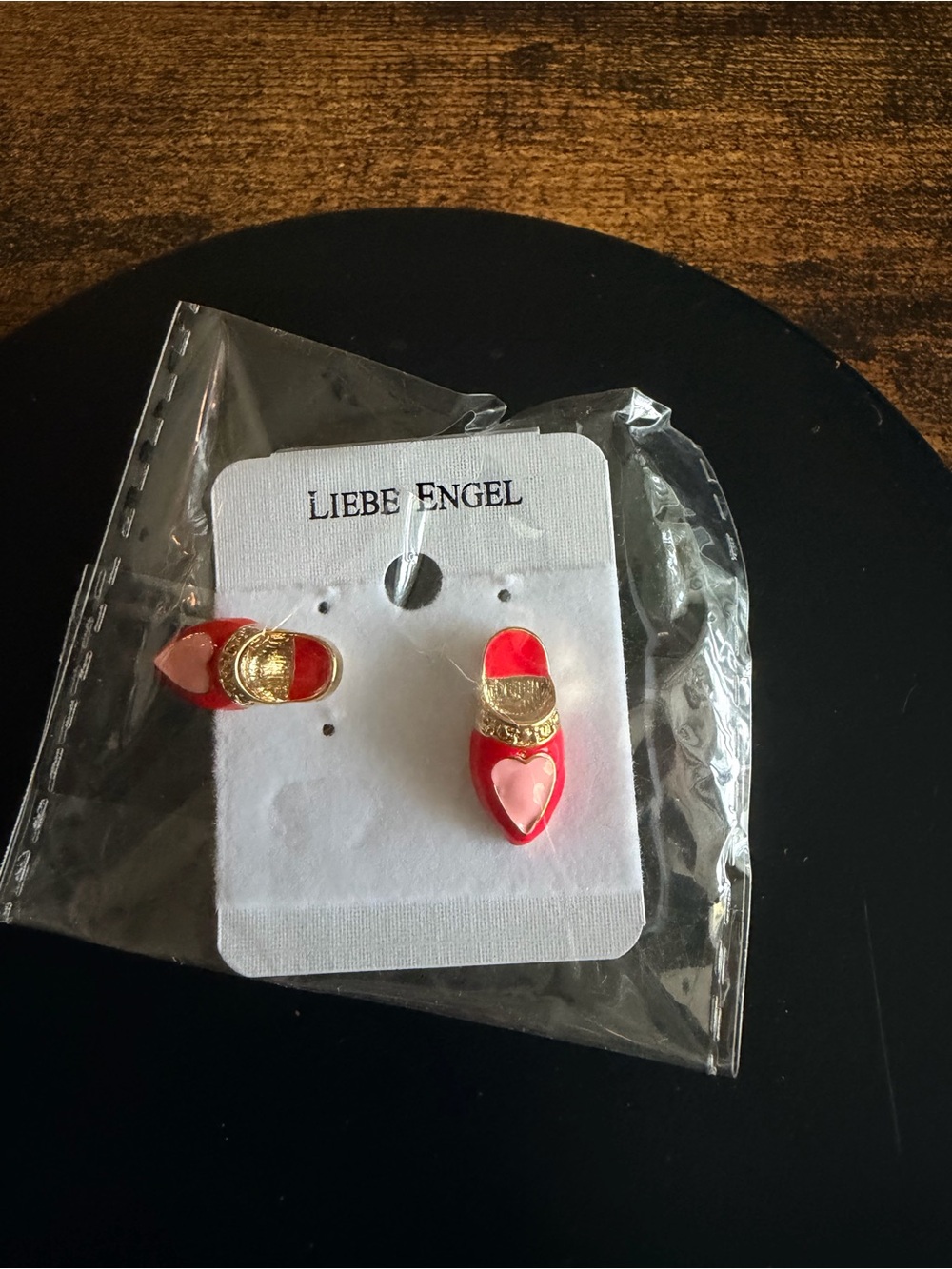 Red and Pink Princess Shoe Earrings with Gold Accents